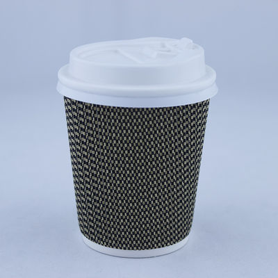 Compostable 12 oz Double Wall Hot Cup, Printed Kraft Ripple Wall Paper Cup.