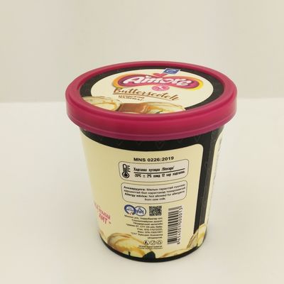 6 oz 175 ml papier ijskoude yoghurt kopjes, plat deksel aangepaste ijs kopjes met lepel