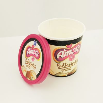 6 oz 175 ml papier ijskoude yoghurt kopjes, plat deksel aangepaste ijs kopjes met lepel