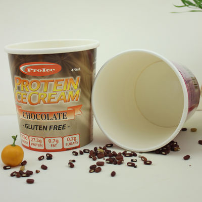 Eco-vriendelijke ijspapierbeker met deksel 16oz 475ml bevroren yoghurt container