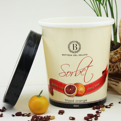 Eco-vriendelijke ijspapierbeker met deksel 16oz 475ml bevroren yoghurt container