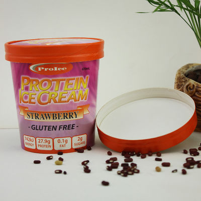 Eco-vriendelijke ijspapierbeker met deksel 16oz 475ml bevroren yoghurt container