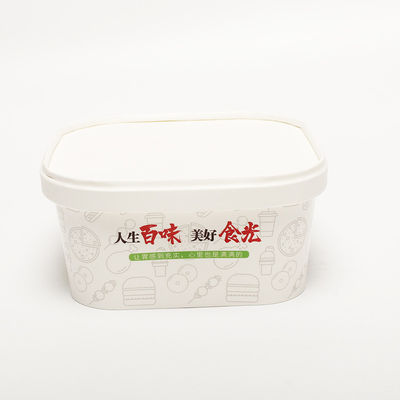 Custom Kraft Square Paper Bowl met deksels 1000 ml wegwerpsladen