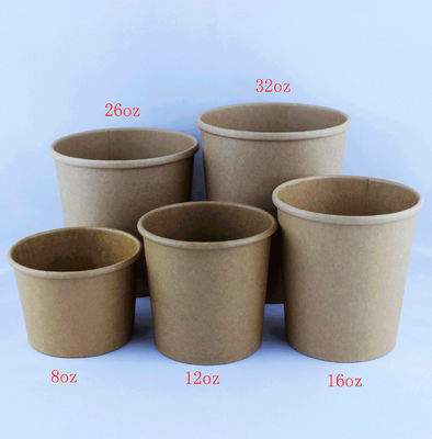 Leekbestendige Kraftpapier Soep Bowl, Recyclebare 12 oz Soep Cups met deksels