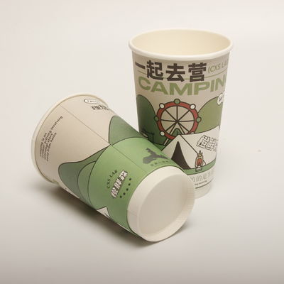 Holle drankjes drinkpapierbeker met deksel op maat gedrukt wegwerpbeker 16 oz 520 ml