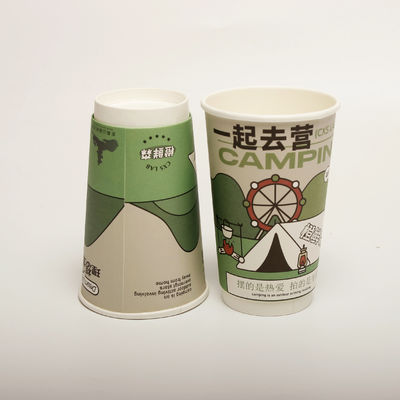 Holle drankjes drinkpapierbeker met deksel op maat gedrukt wegwerpbeker 16 oz 520 ml