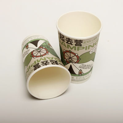 Holle drankjes drinkpapierbeker met deksel op maat gedrukt wegwerpbeker 16 oz 520 ml