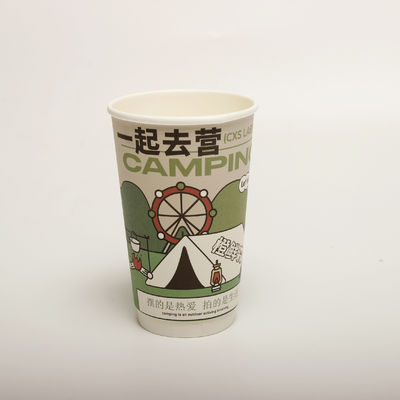 Holle drankjes drinkpapierbeker met deksel op maat gedrukt wegwerpbeker 16 oz 520 ml
