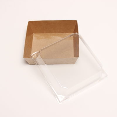 Voedselbakkerij Verpakkingsdoos bekleding Kraft papier cake container met plastic deksel