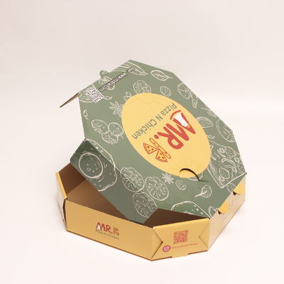 Geprinte gegolfde kartonnen pizza dozen isolatie bakpapier container