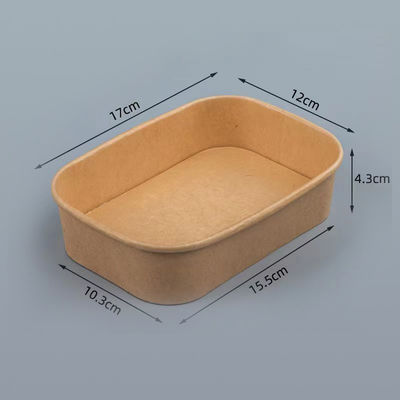 Kraft vierkant papieren schaal met plat deksel biologisch afbreekbare fastfood container