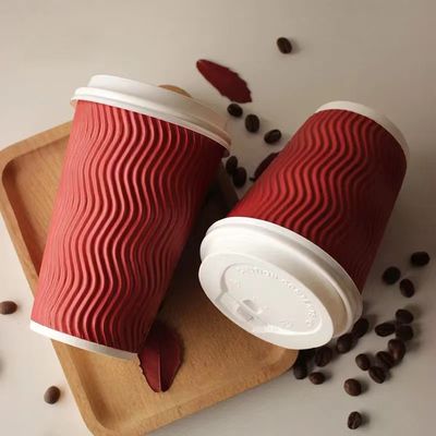 Koffiecompostabele dubbele wandbekers, gedrukte Ripple 8 oz geïsoleerde papieren bekers
