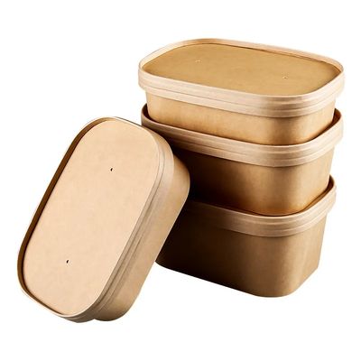 Fabrieksproducten gedrukt Medium Square Paper Bowl Packaging - Secure Packaging met papieren deksels