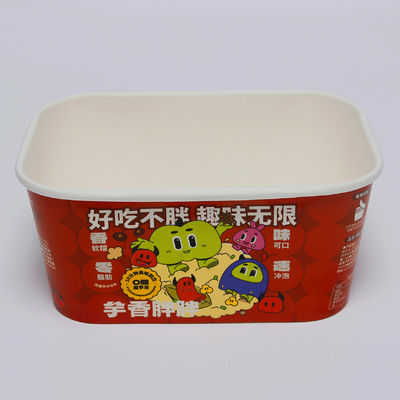 Fabrieksproducten gedrukt Medium Square Paper Bowl Packaging - Secure Packaging met papieren deksels