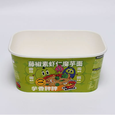 Fabrieksproducten gedrukt Medium Square Paper Bowl Packaging - Secure Packaging met papieren deksels