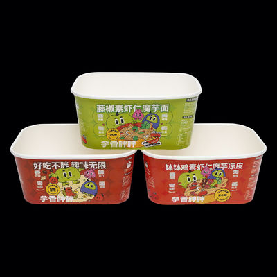 Fabrieksproducten gedrukt Medium Square Paper Bowl Packaging - Secure Packaging met papieren deksels