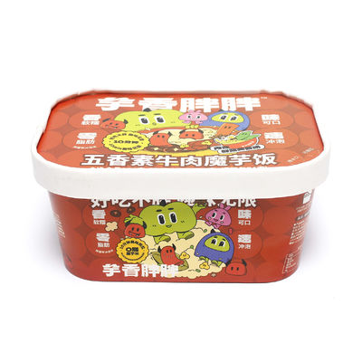 Fabrieksproducten gedrukt Medium Square Paper Bowl Packaging - Secure Packaging met papieren deksels